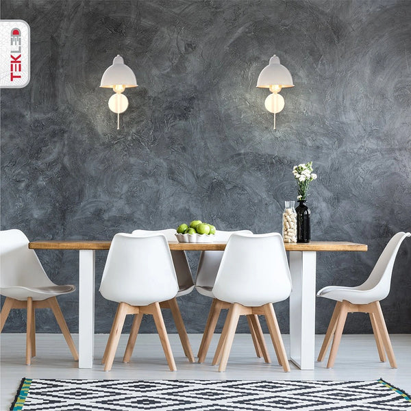 Indoor application ofWhite Metal Dome Wall Light with E27 Fitting