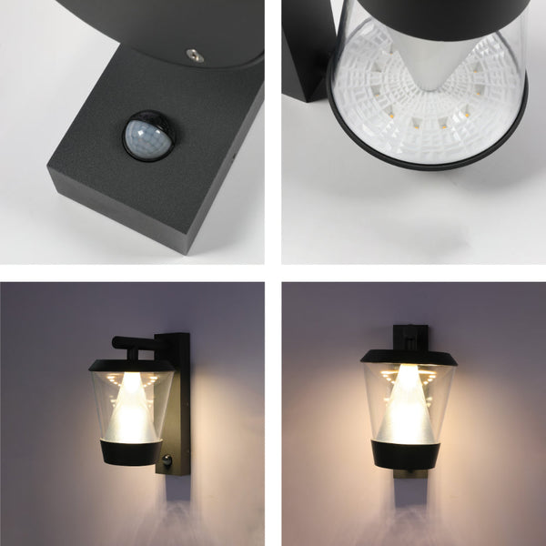 Lámpara de pared exterior LED, ideal para jardines o patios con estilo contemporáneo y elegante. Aporta luz brillante y moderna.
