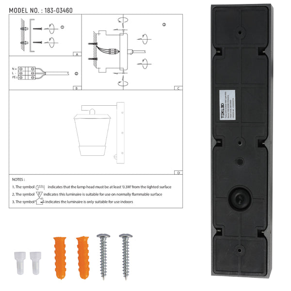Lámpara de pared LED exterior, estilo moderno, ideal para iluminar entradas y patios con diseño contemporáneo.