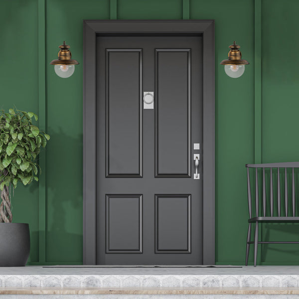 Lámpara de pared exterior en negro con diseño elegante, ideal para jardines y entradas en estilos modernos y contemporáneos.