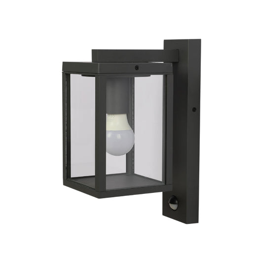 Lámpara de pared exterior en gris oscuro, perfecta para iluminación de patios con estilo contemporáneo y decoración moderna.