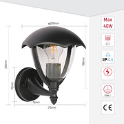 Lámpara de pared exterior estilo rústico, ideal para jardines o patios. Perfecta para iluminar espacios al aire libre con elegancia.