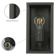 Imagen principal de lámpara de pared exterior estilo industrial en gris oscuro, ideal para jardines y patios con decoración moderna.