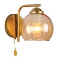 Main image of Gold L shape Metal Amber Dome Glass Wall Light E27 with Pull Down Switch | TEKLED 151-19768