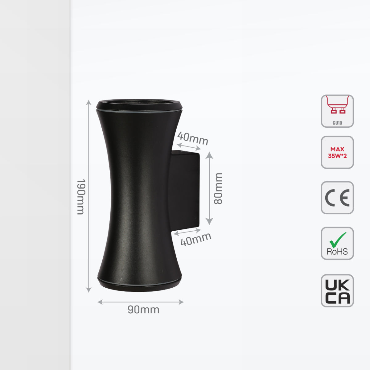 Imagen principal de una lámpara de pared exterior en forma de reloj de arena, ideal para jardines con decoración moderna y elegante.