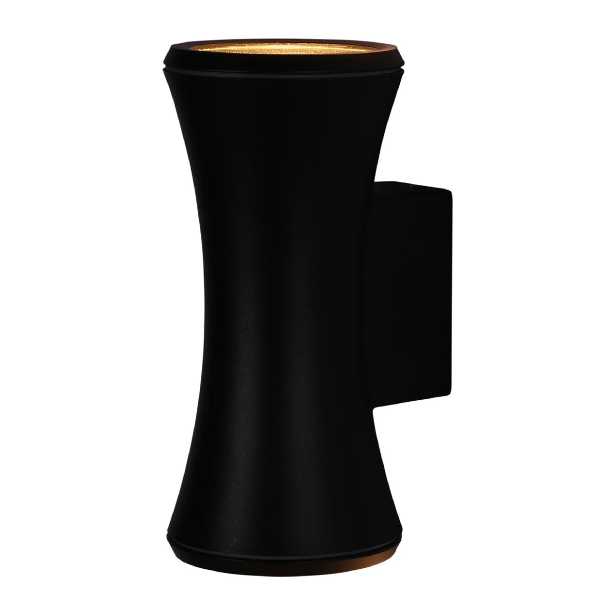 Luz de pared exterior de aluminio en forma de reloj de arena, ideal para patios con estilo moderno.