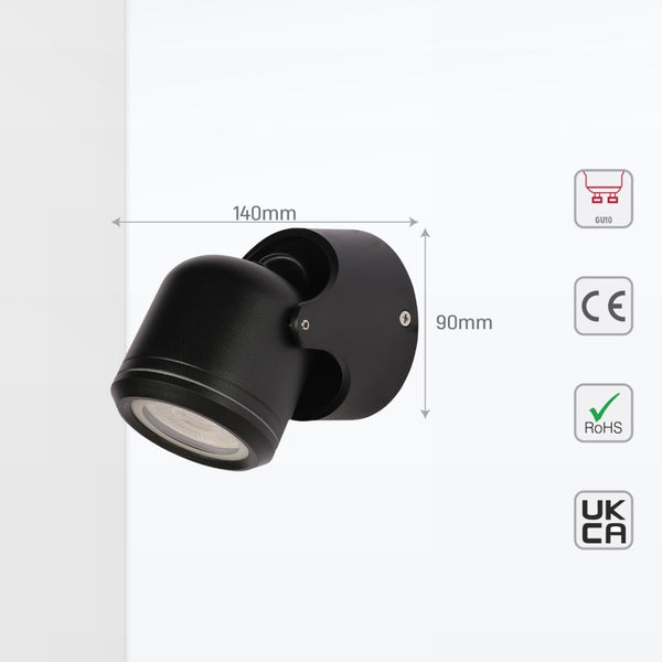 Luz de pared exterior ajustable en negro, ideal para jardines modernos, ofreciendo iluminación versátil y elegante.