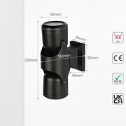 Luz de pared exterior orientable, ideal para jardines modernos, con diseño elegante y funcionalidad versátil para iluminación distintiva.