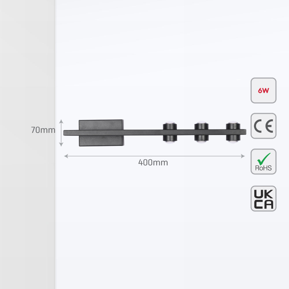 Luz de pared LED espejo negro para baño moderno con diseño nórdico, ideal para iluminación funcional y elegante.