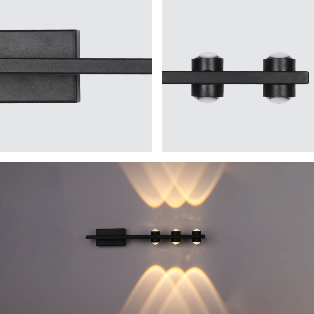 Luz de pared LED con espejo nórdico negro, ideal para baños modernos y espacios contemporáneos con estilo elegante.