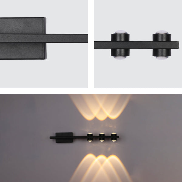 Luz de pared LED con espejo nórdico negro, ideal para baños modernos y espacios contemporáneos con estilo elegante.