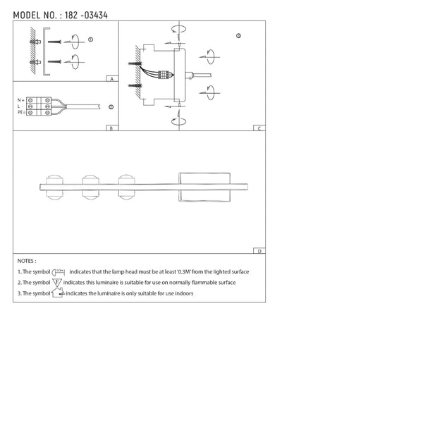 Luz de pared LED negra tipo espejo, ideal para baños modernos con un estilo nórdico y luz blanca neutra de 4000K.