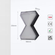 Luz de pared LED moderna en forma de reloj de arena, ideal para salas contemporáneas con decoración minimalista y elegante.
