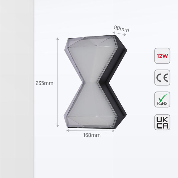 Luz de pared LED moderna en forma de reloj de arena, ideal para salas contemporáneas con decoración minimalista y elegante.