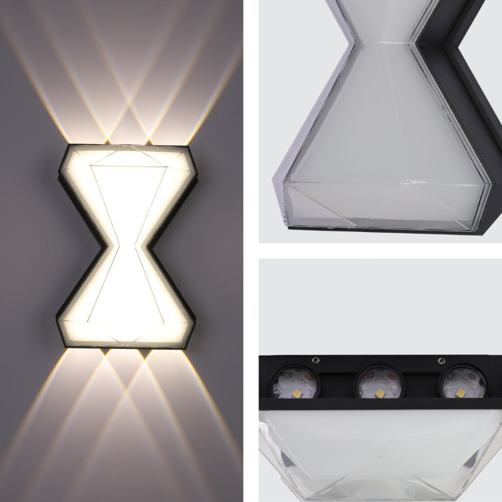 Luz de pared LED hora de cristal, ideal para salones modernos, combinando estilo contemporáneo y funcionalidad.