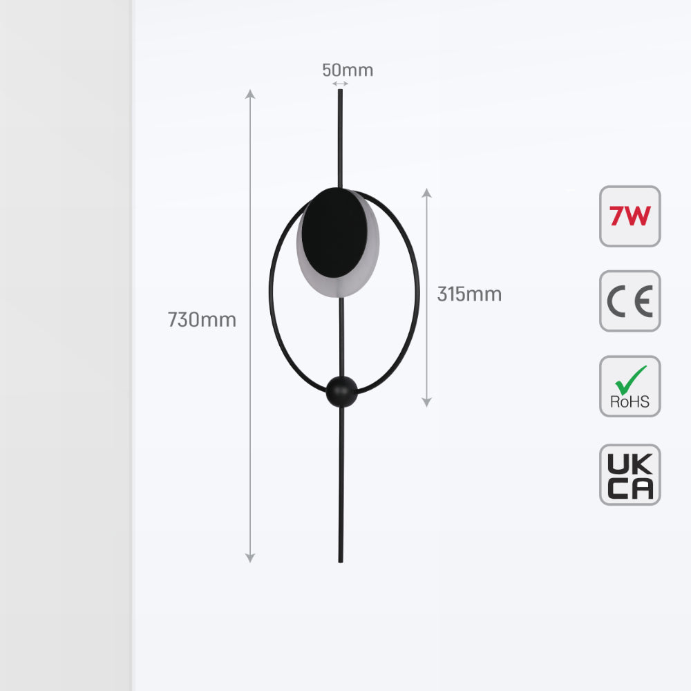 Luz de pared LED moderna con diseño geométrico en forma de luna, ideal para decorar espacios contemporáneos y minimalistas.