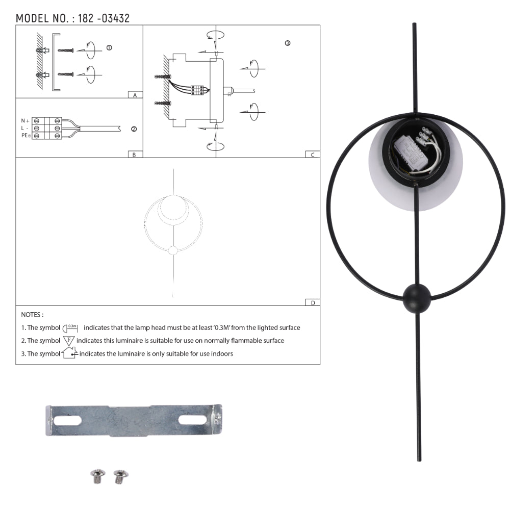 Luz de pared LED moderna con diseño geométrico de luna, ideal para salas de estar con decoración contemporánea.