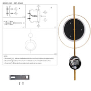 Luz de pared LED moderna con diseño geométrico de luna negra en círculo dorado, ideal para decoraciones contemporáneas.