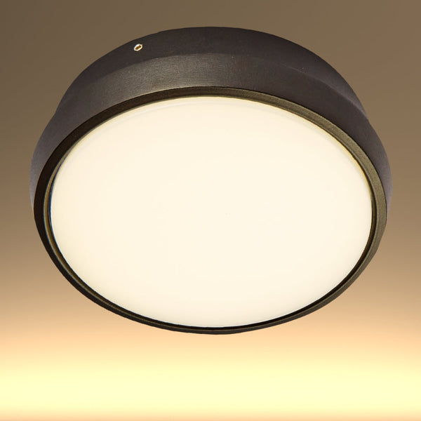 Luz de pared LED moderna en forma de anillo negro, perfecta para exteriores con estilo contemporáneo. Ideal para jardines y patios.
