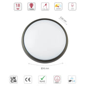 Size and specs of Black Ring Moonlight Outdoor Modern LED Wall Light | TEKLED 183-03320