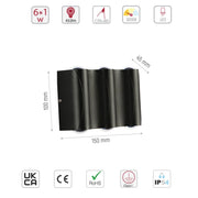 Size and specs of Black Corrugated Up Down Outdoor Modern LED Wall Light | TEKLED 183-03328