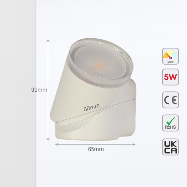 Luz exterior LED de cilindros rotables, ideal para patios y jardines con un estilo moderno y funcional, proporciona luz cálida de 3000K.