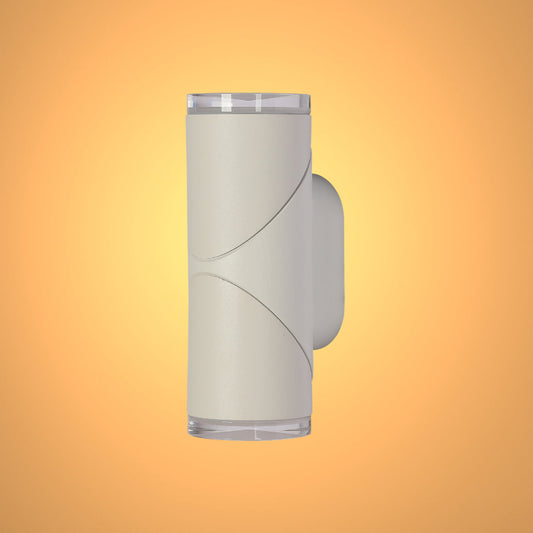Luz de pared LED blanca rotatable para exteriores, ideal para iluminar jardines con estilo moderno y contemporáneo.