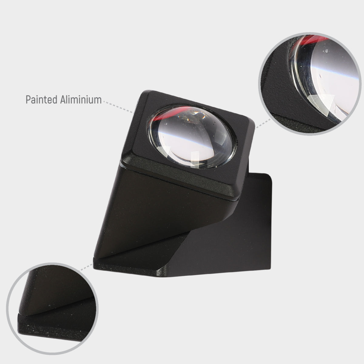 Luz de pared LED exterior con cubos rotativos, ideal para patios modernos, proporcionando iluminación focalizada y elegante en espacios exteriores.