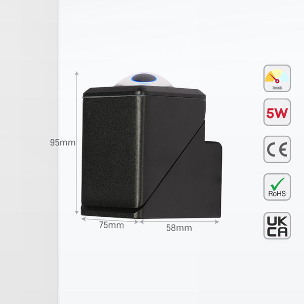 Luz de pared LED exterior con cubos rotativos, ideal para espacios modernos y decoración contemporánea, perfecta para terrazas y jardines.