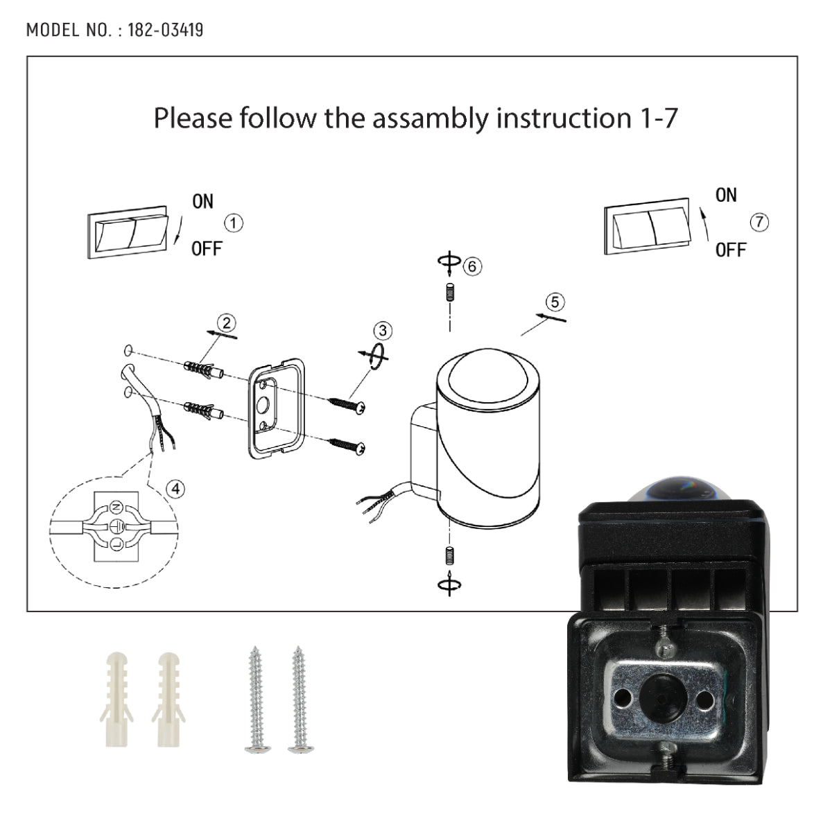 Luz de pared LED exterior rotativa en un diseño cúbico negro, ideal para iluminar jardines y patios con estilo moderno.