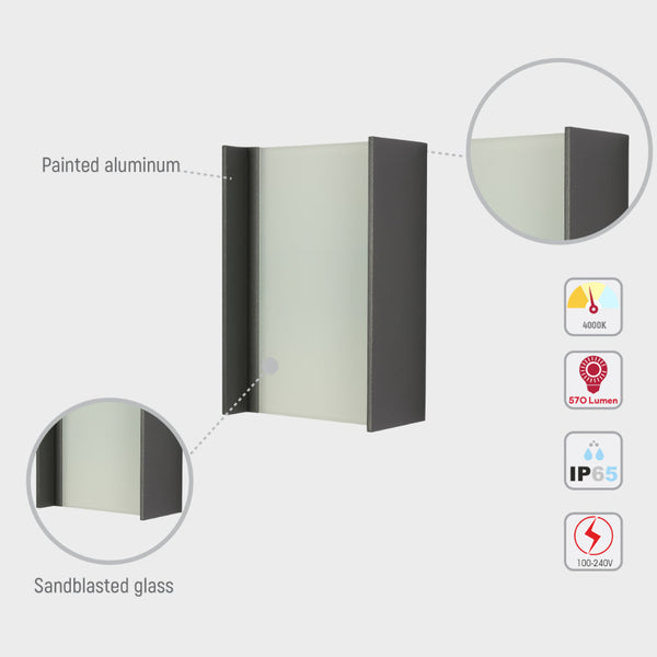Luz de pared LED exterior de 20W, ideal para espacios al aire libre y decoraciones modernas. Perfecta para embellecer fachadas.