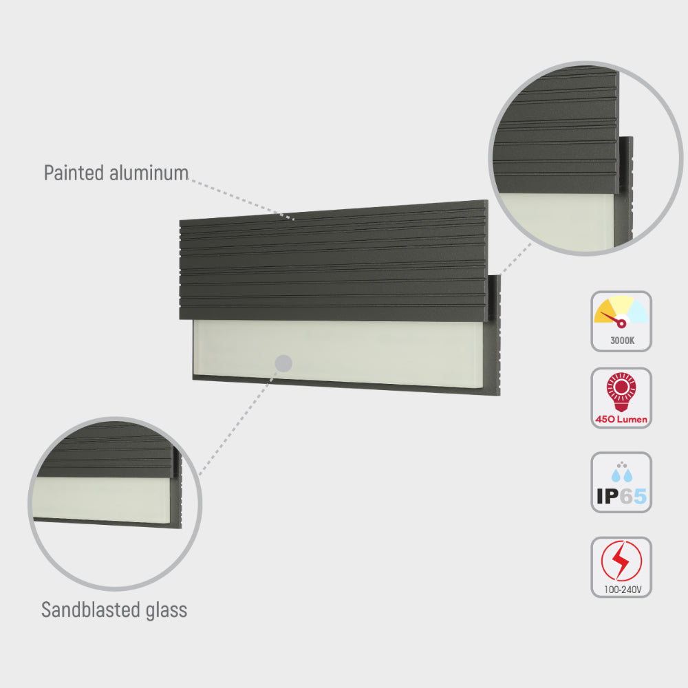 Luz de pared LED exterior de 20W, ideal para jardines modernos, ofreciendo iluminación cálida y elegante.