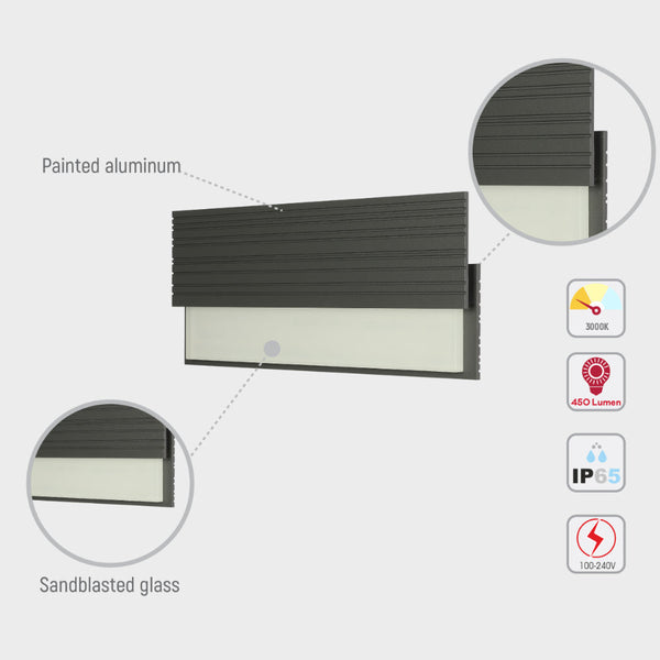 Luz de pared LED exterior de 20W, ideal para jardines modernos, ofreciendo iluminación cálida y elegante.