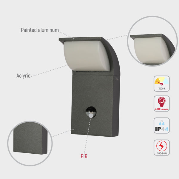 Luz de pared LED exterior de 7W, ideal para jardines con un estilo moderno y minimalista que realza la belleza del espacio al aire libre.