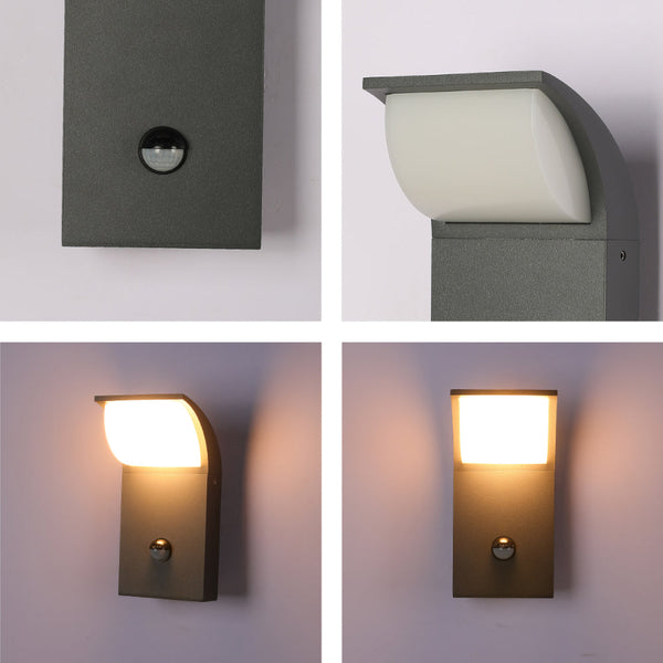 Aplique de pared LED exterior de 7W, ideal para patios con estilo moderno y minimalista, ofreciendo iluminación cálida de 3000K.