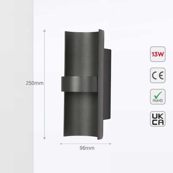 Luz de pared exterior de bambú LED, ideal para patios modernos, con opciones de temperatura de color 3000K, 4000K y 6500K.