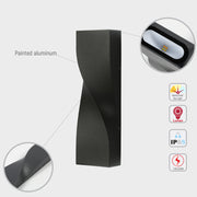 Luz de pared LED exterior ajustable, ideal para jardines modernos, con tres temperaturas de color y diseño contemporáneo.