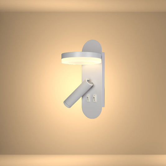 Luz de lectura LED de pared en forma de halo, perfecta para dormitorios modernos con un diseño minimalista y funcional.