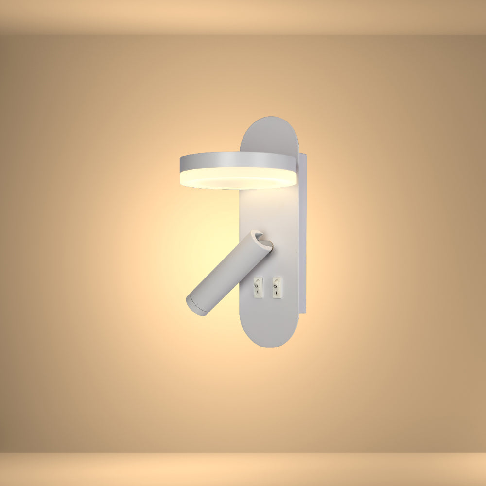 Luz de lectura LED de pared en forma de halo, perfecta para dormitorios modernos con un diseño minimalista y funcional.
