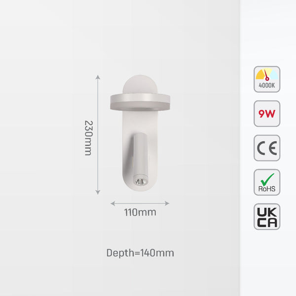 Luz de lectura LED en forma de halo, ideal para dormitorios modernos, combinando estilo y funcionalidad en un práctico aplique de pared.