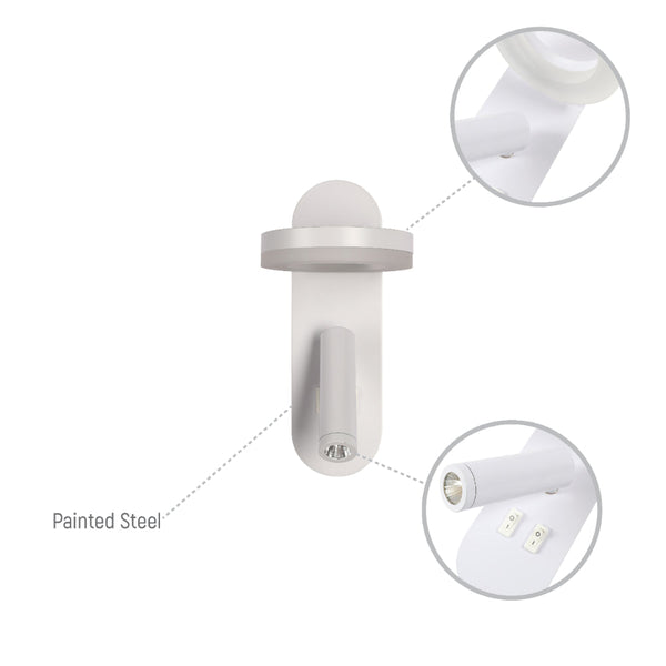 Luz de lectura LED de pared en forma de halo, ideal para dormitorios con estilo moderno y minimalista. Perfecta para bedside.