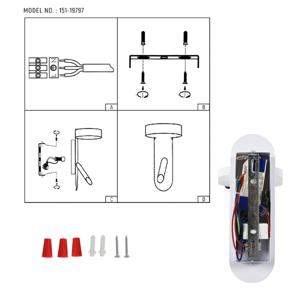 Luz de pared LED para lectura sobre una mesita de noche, ideal para dormitorios modernos con diseño minimalista.