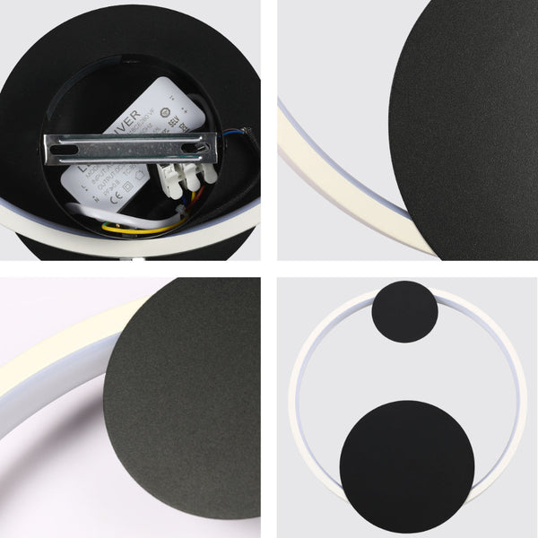 Luz de pared LED en blanco y negro, ideal para oficinas modernas, combina elegancia y funcionalidad en espacios contemporáneos.