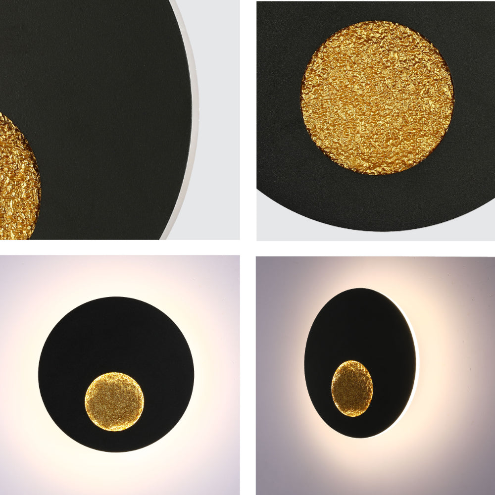 Luz de pared LED negra Eclipse Radiance, ideal para espacios contemporáneos como salones o pasillos, con temperatura de 4000K.
