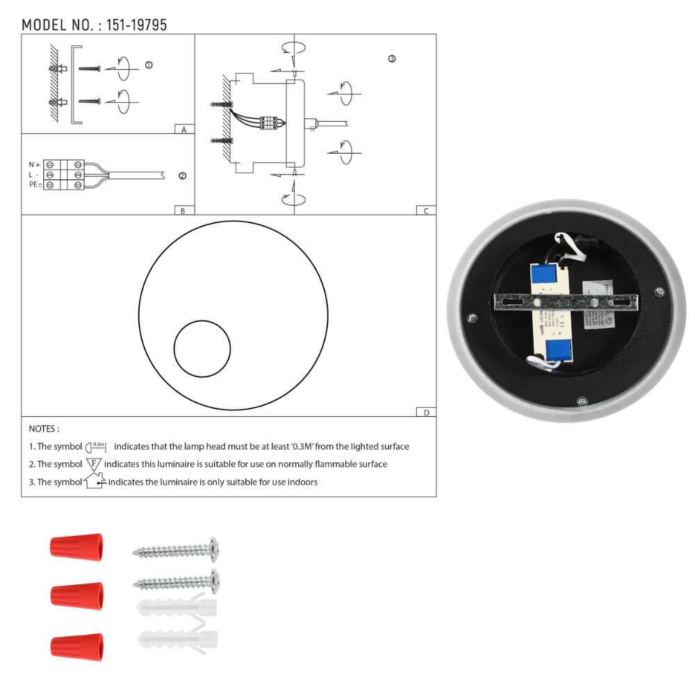 Luz de pared LED Eclipse Radiance en negro, ideal para salones modernos, ofreciendo iluminación ambiental y un diseño minimalista.