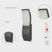 Luz de pared LED rectangular ondulada para exteriores, ideal para decorar patios con estilo contemporáneo y funcionalidad.