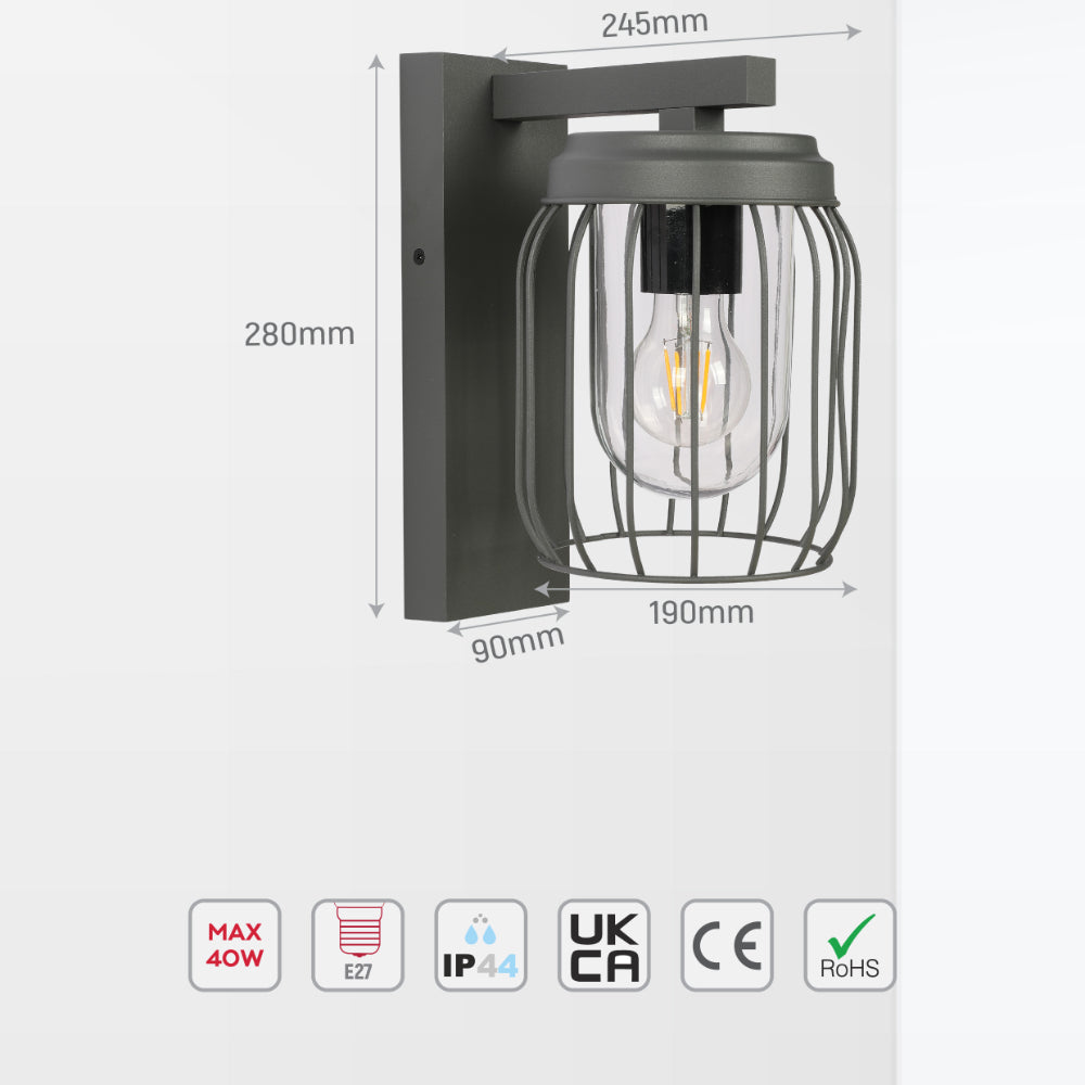 Luz de pared exterior Tuela en gris oscuro, ideal para patios con estilo contemporáneo y elegante, proporcionando iluminación funcional.