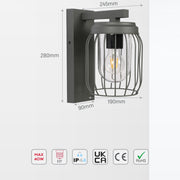 Luz de pared exterior Tuela en gris oscuro, ideal para patios con estilo contemporáneo y elegante, proporcionando iluminación funcional.
