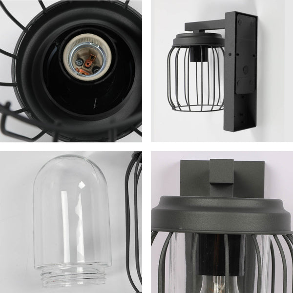 Lámpara de pared exterior, modelo Tuela, acabado gris oscuro, ideal para iluminar patios con estilo contemporáneo.