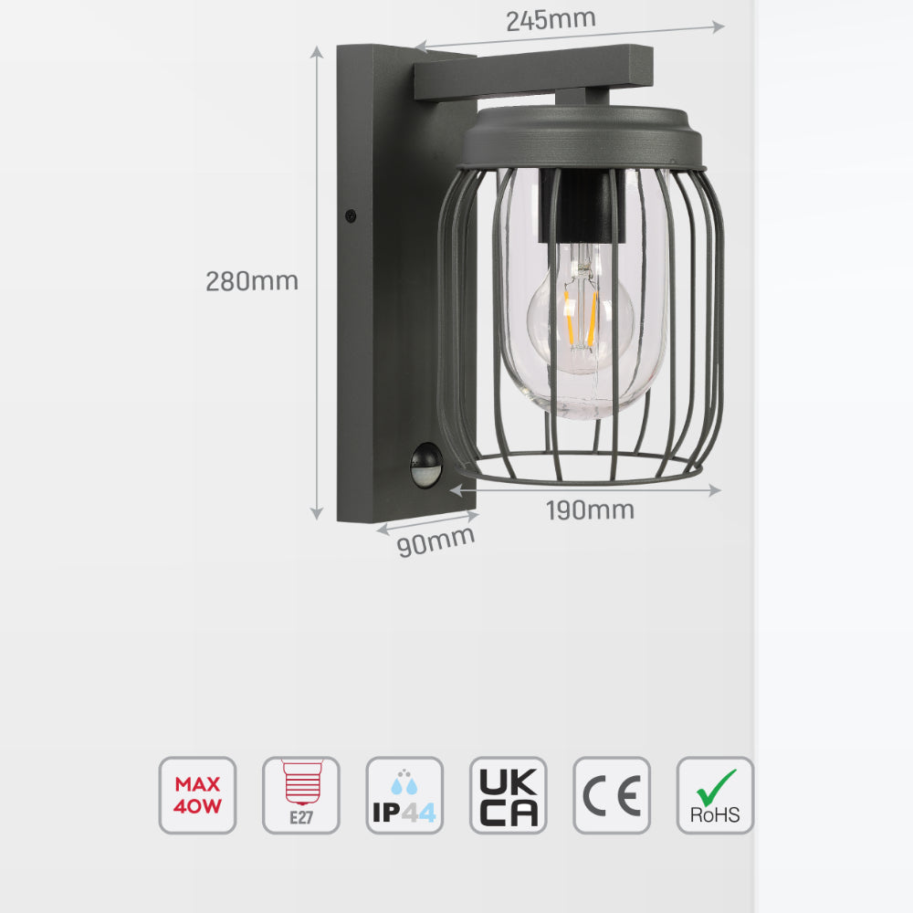 Luz de pared exterior Tuela en gris oscuro, ideal para jardines o patios, con un diseño moderno que complementa cualquier espacio al aire libre.